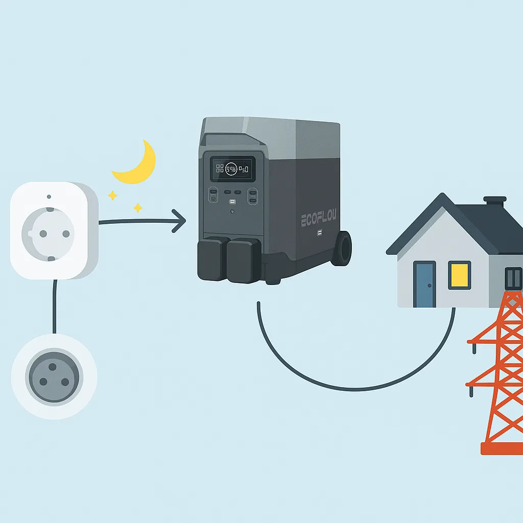 inforgrafisk billede af ecoflow delta pro der levere strøm til et hus